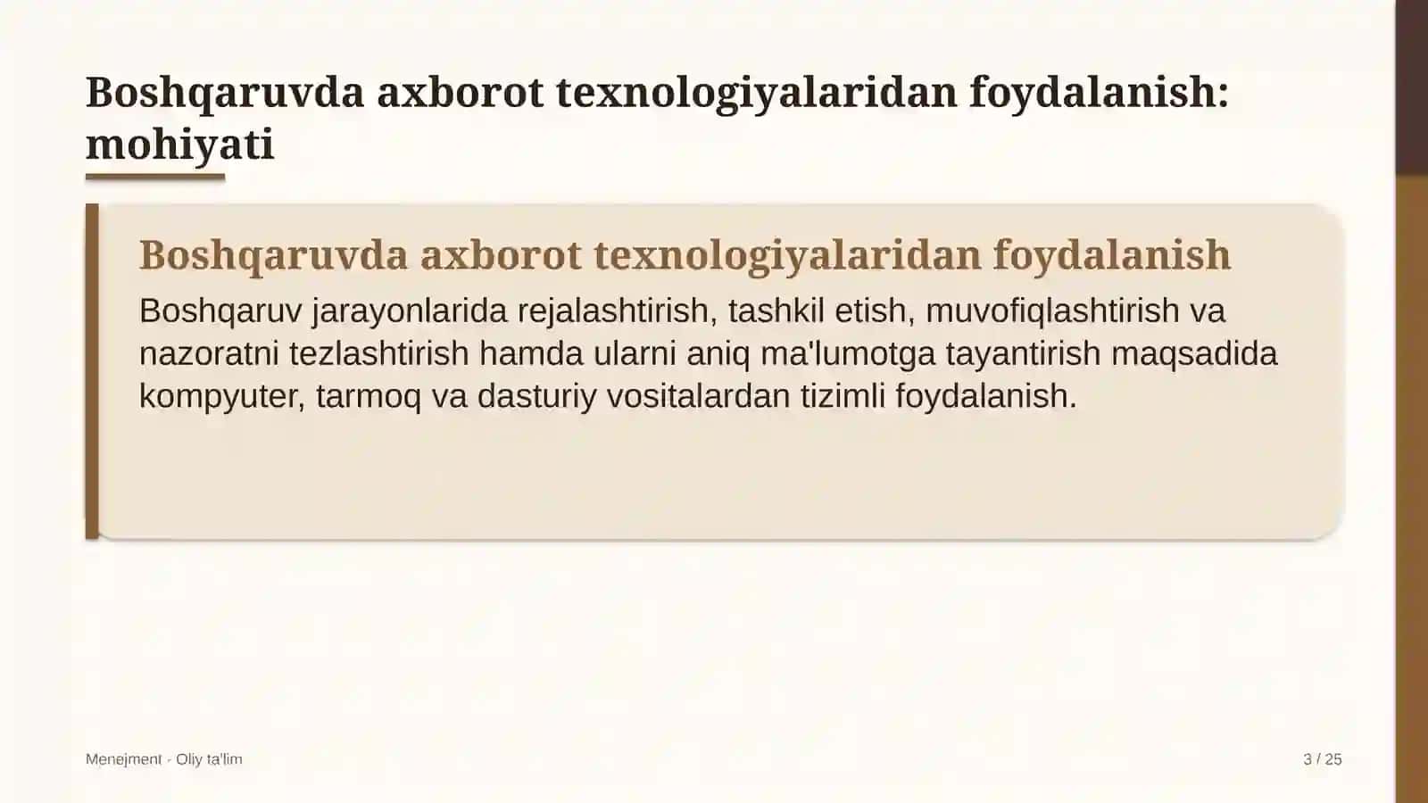 Menejment · Oliy ta'lim 3