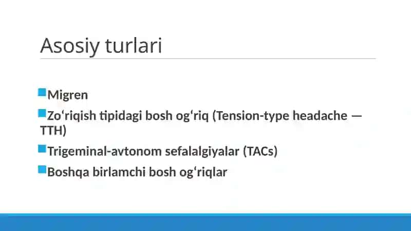 Birlamchi bosh og'riq sindromi 3