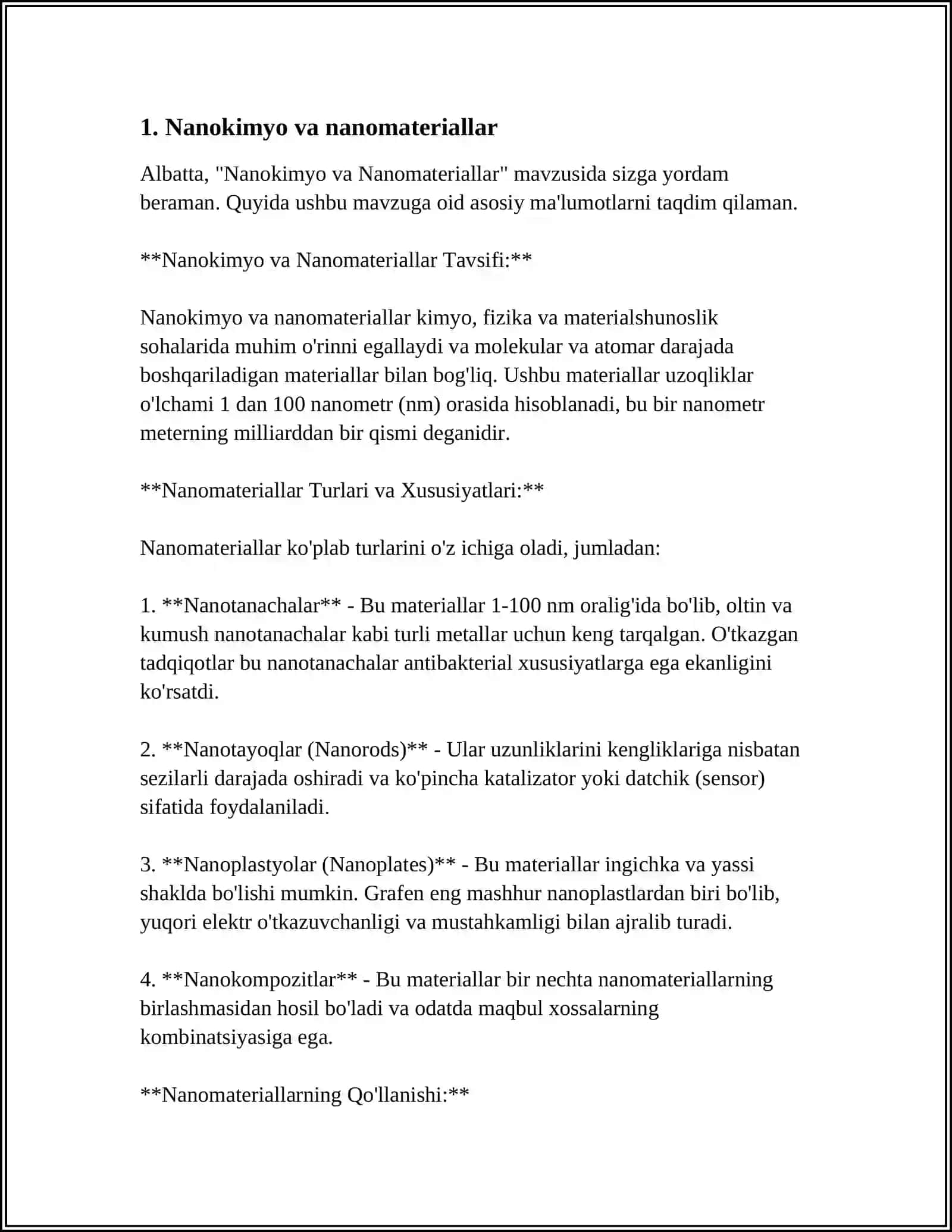 Nanokimyo va Nanomateriallar 3