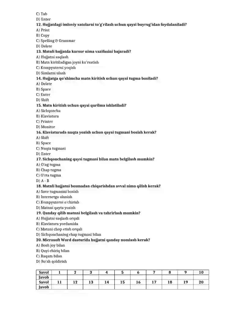 5-sinf informatika test yillik 3
