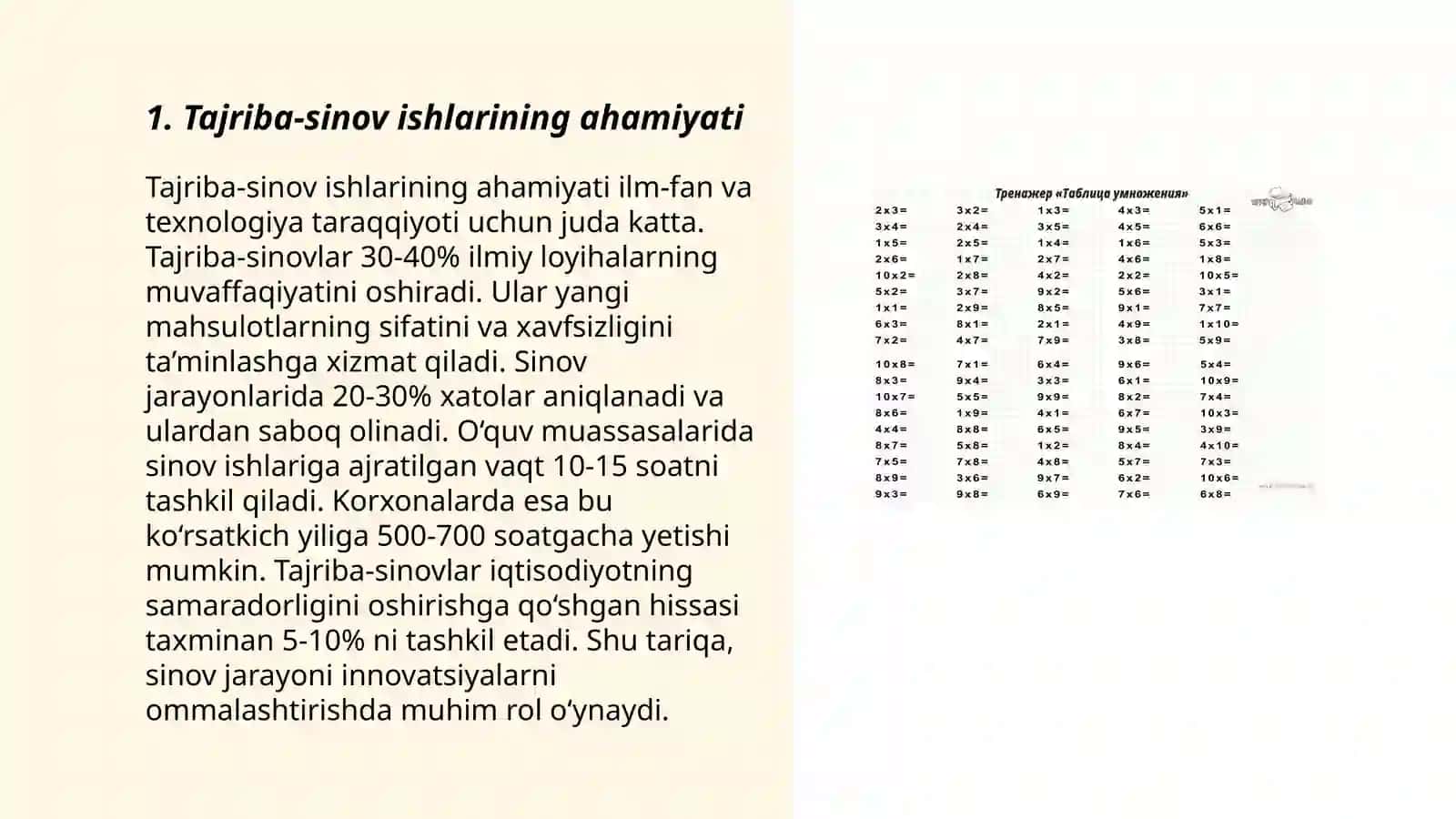 Tajriba-sinov ishlarini olib borish 3