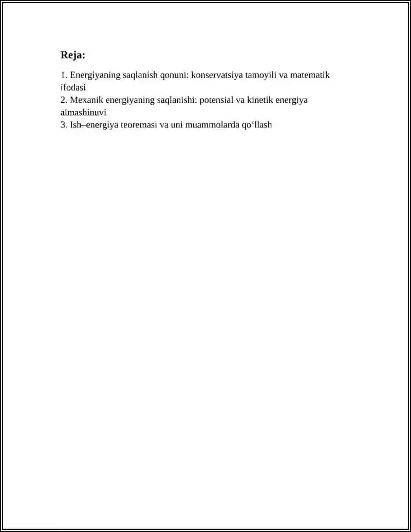 ENERGIYANING SAQLANISH QONUNI 3