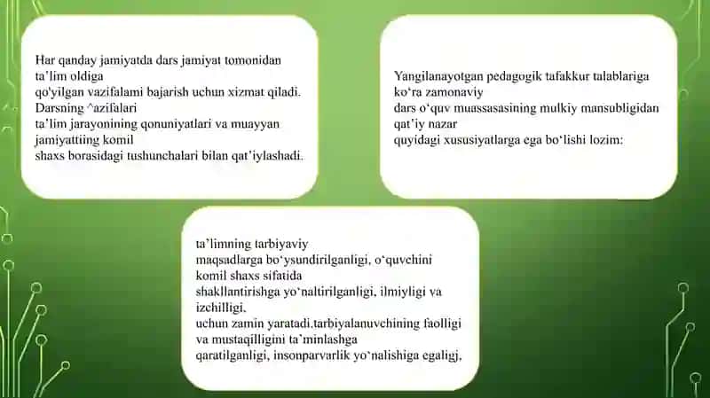 Dars o’qitishning asosiy shakli sifatida 3