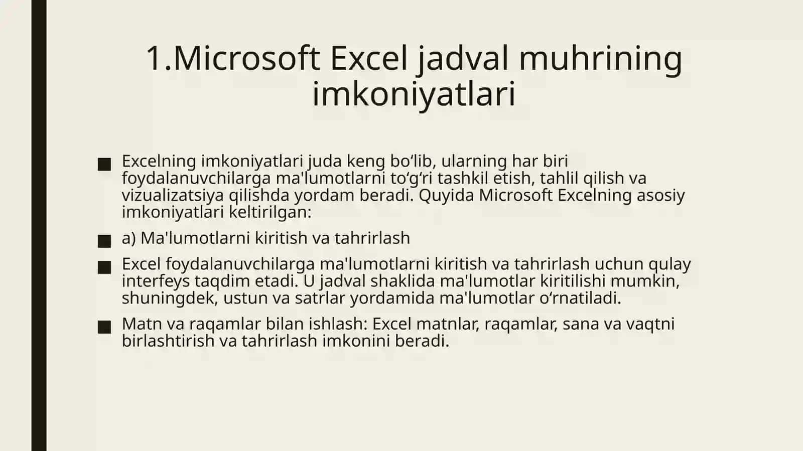 Microsoft Excel jadval muhrining imkoniyat 3