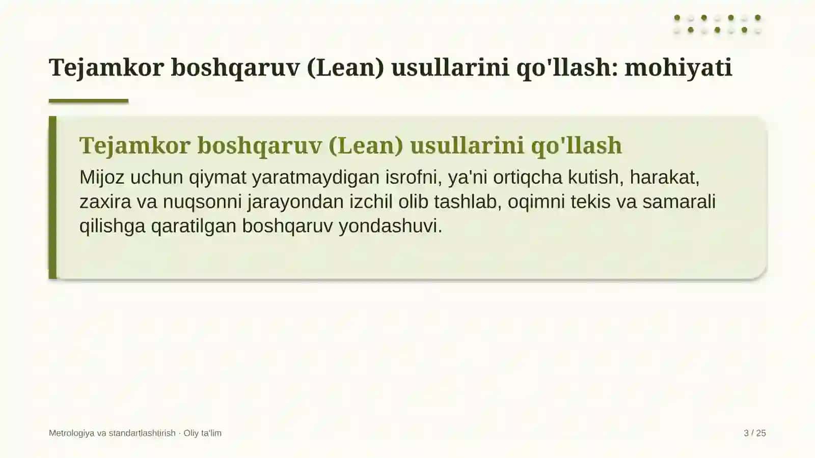 Geodeziya va kartografiyada tejamkor boshqaruv (Lean) usullarini qo'llash 3