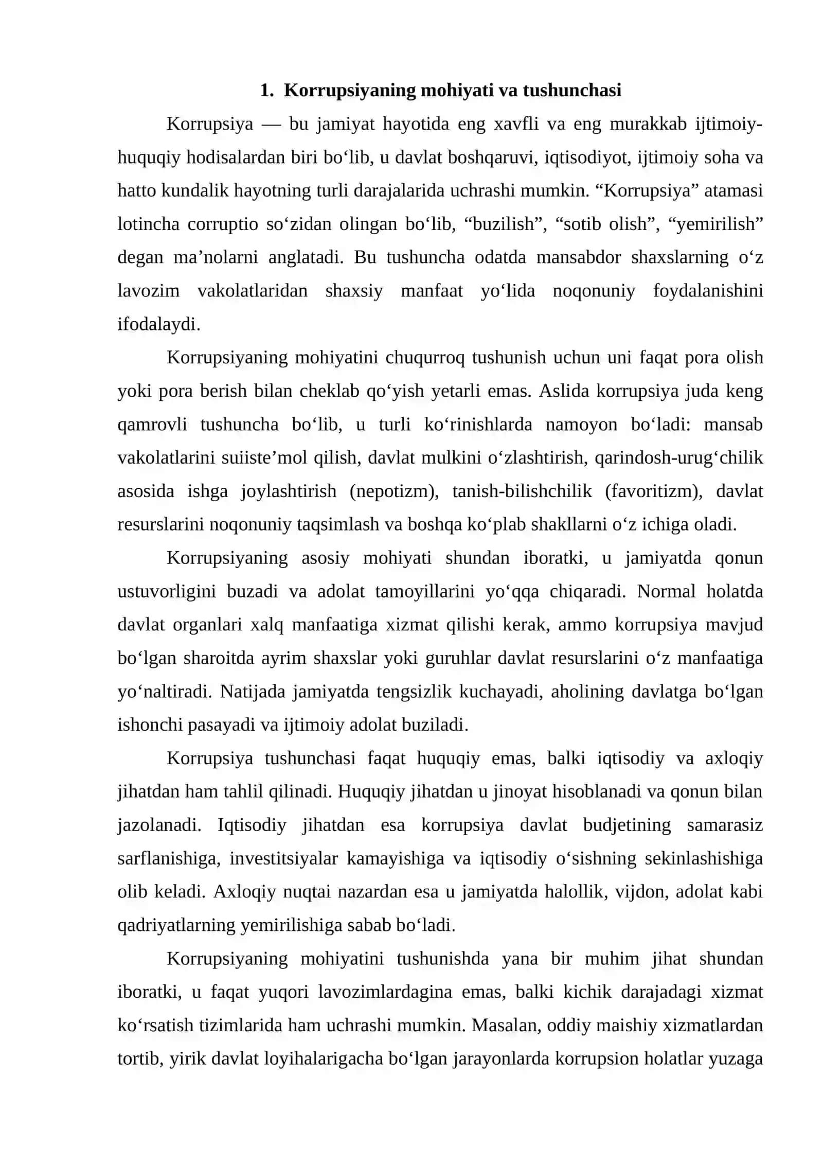 Korrupsiyaning mohiyati va uning oqibatlari. O‘zbekistonda korrupsiyaga qarshi kurash mexanizmlari 3
