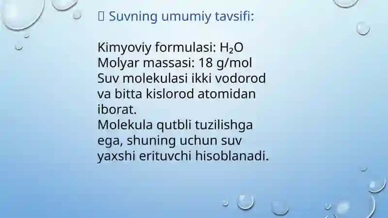 Suvvauning kimyoviy xossalari 3