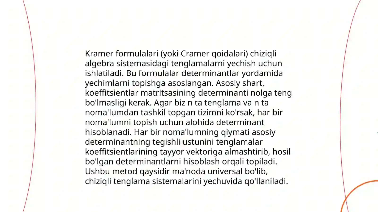 Teskari matritsalar va Kramer formulalari 3