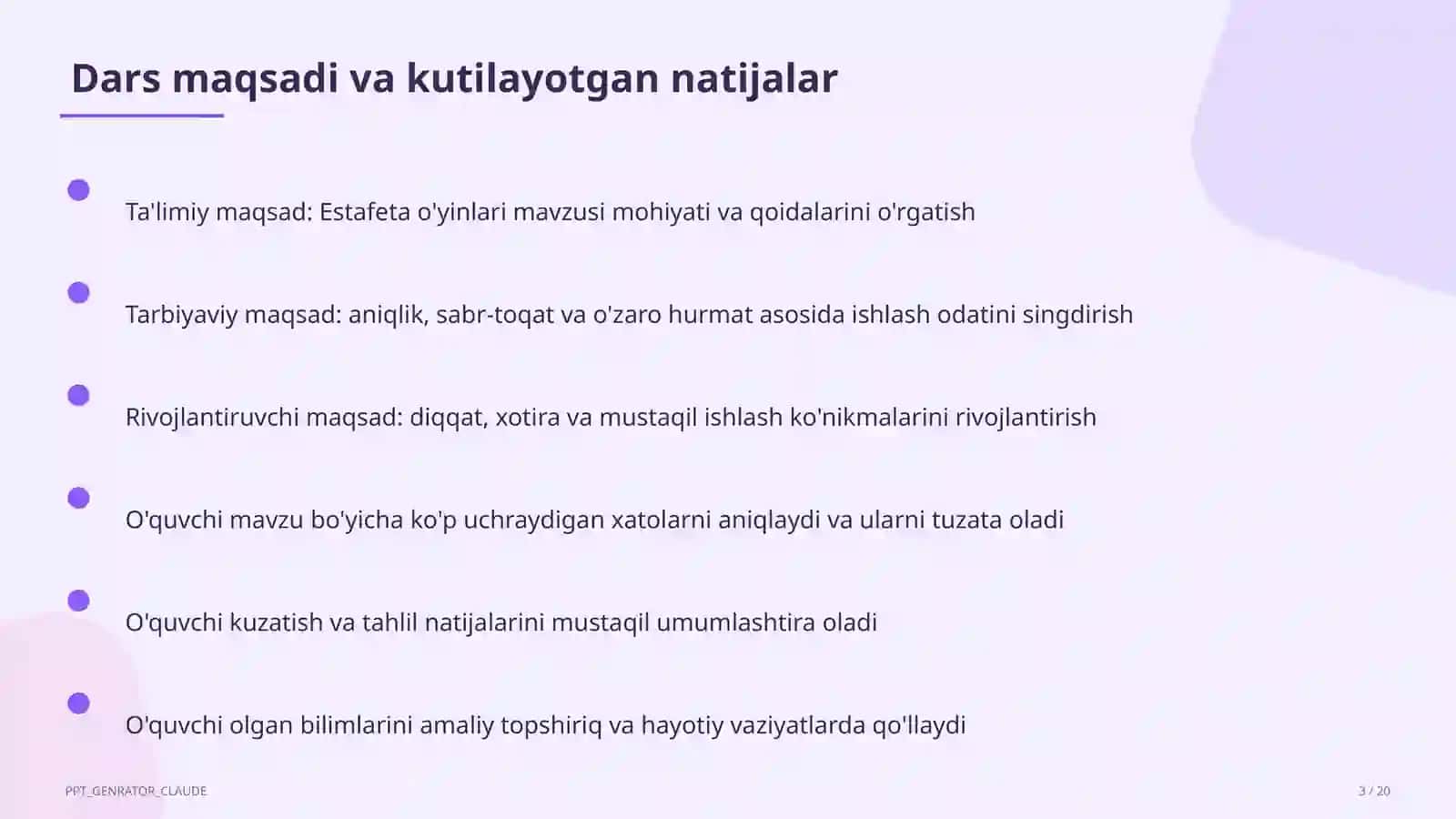 Estafeta o'yinlari (3-sinf) 3