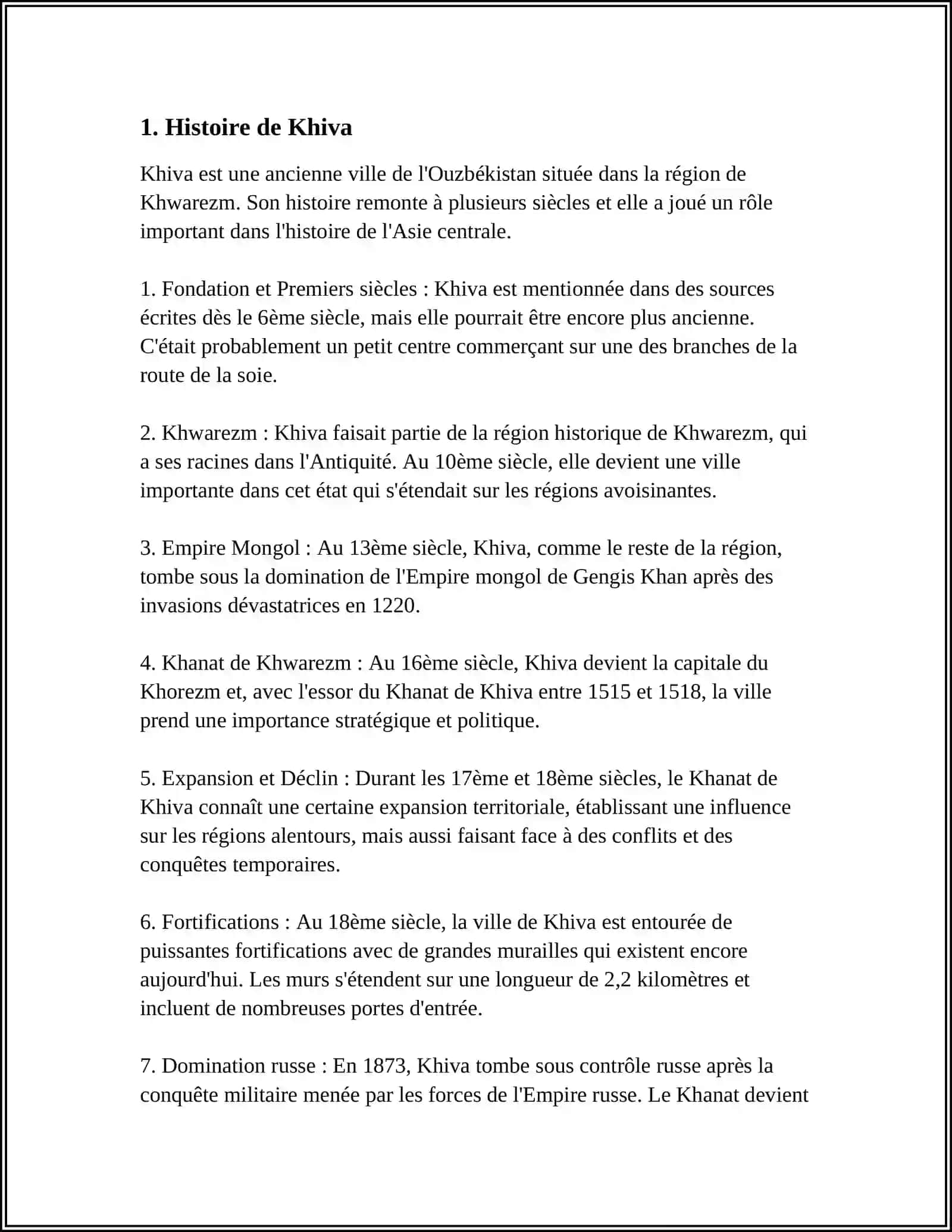 INFORMATION SUR LA VILLE DE KHIVA 3