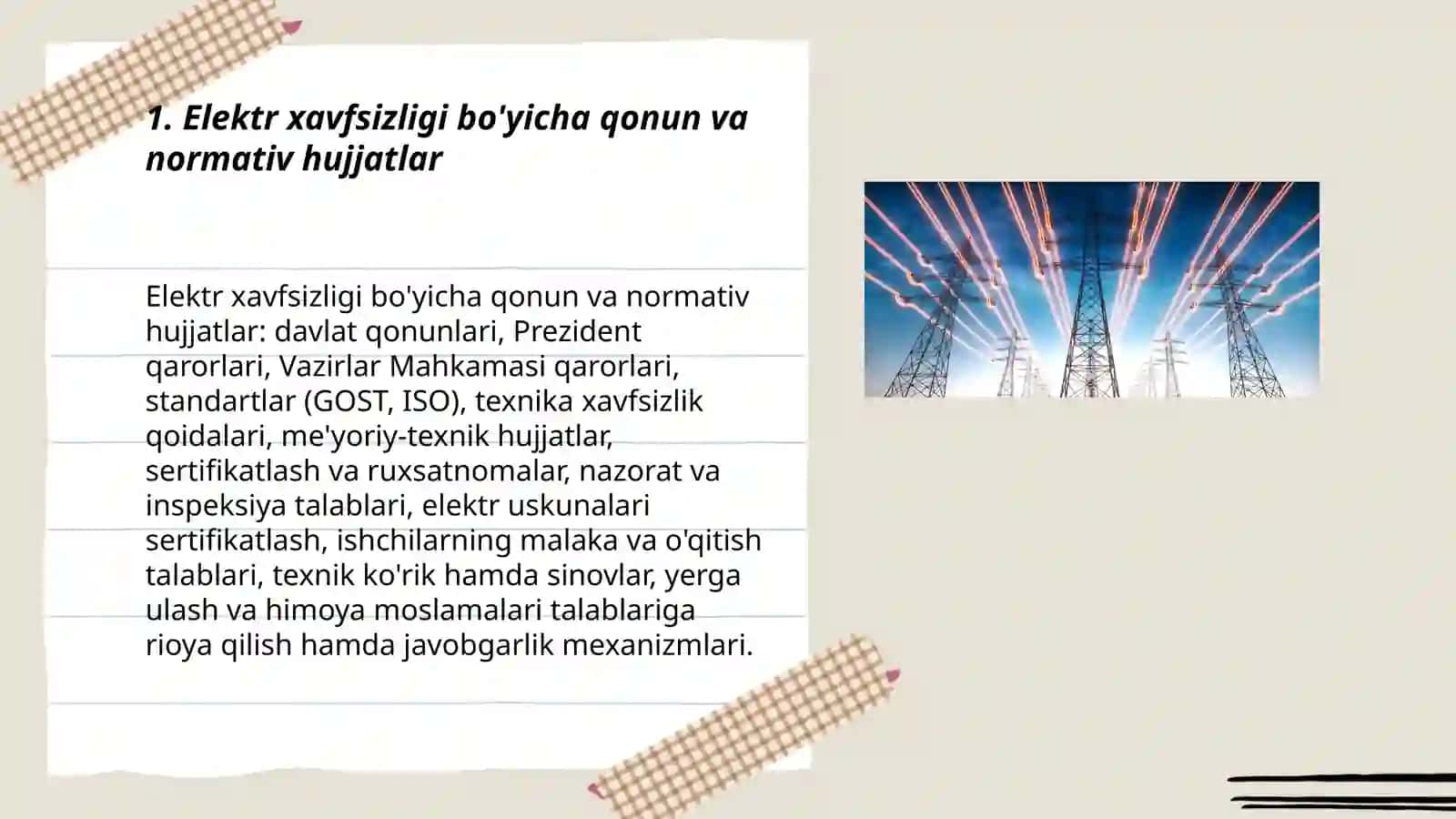 Elektr xavfsizligi bo'yicha umumiy talablar 3