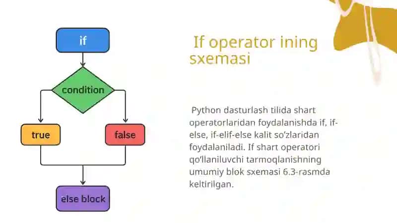 Python dasturlash tilining if operatori 3