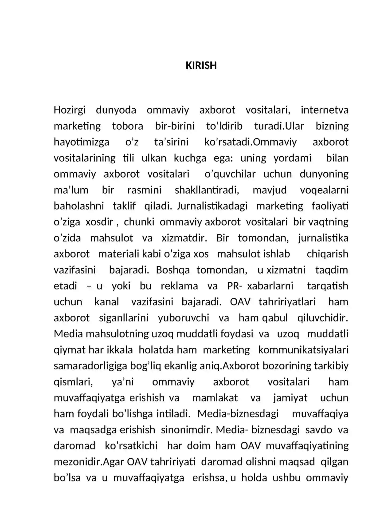 JURNALISTIKA VA OMMAVIY KOMUNIKATSIYA ASOSLARI - MARKETING ALOQALARI 3