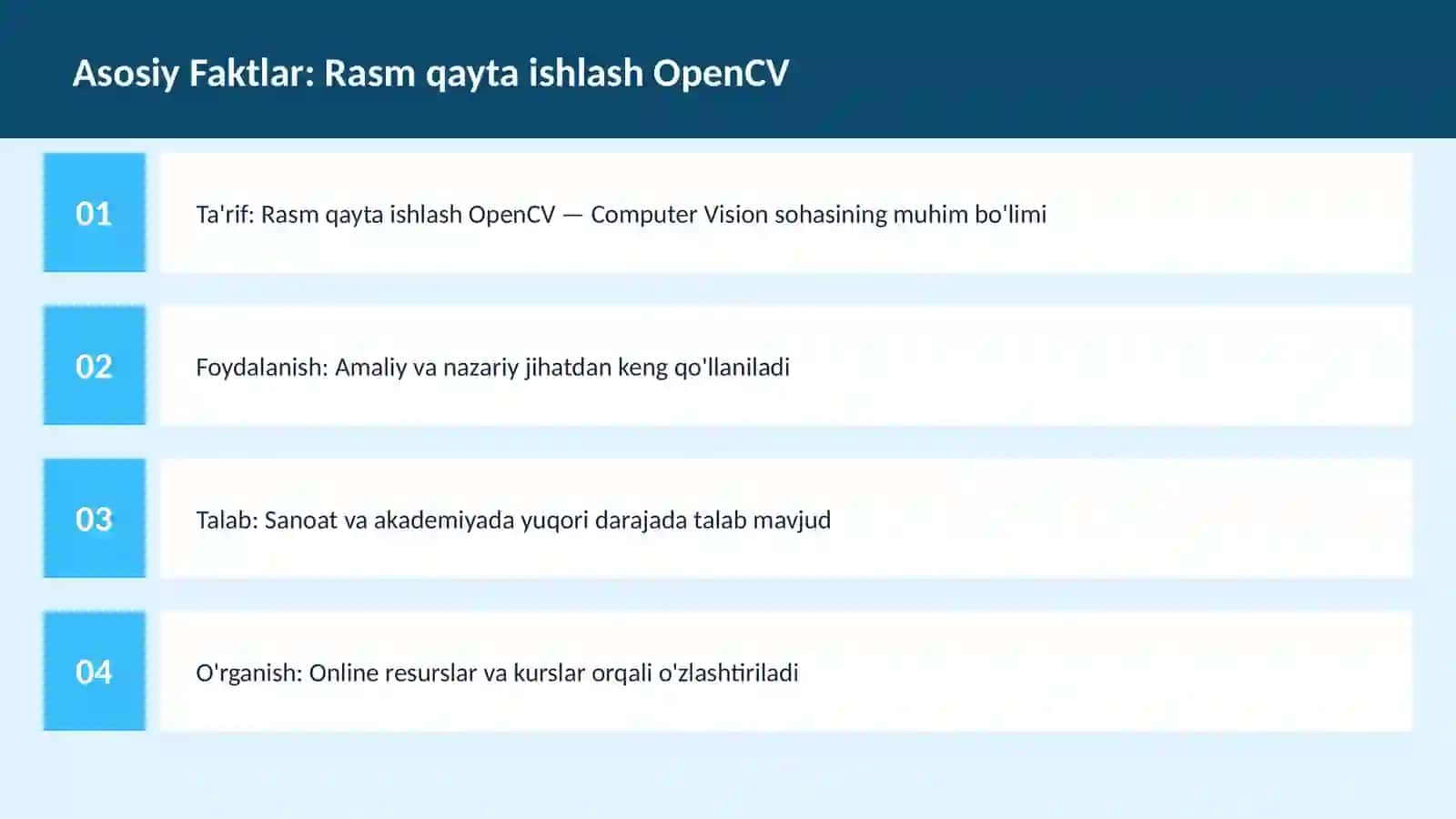 Rasm qayta ishlash OpenCV 3