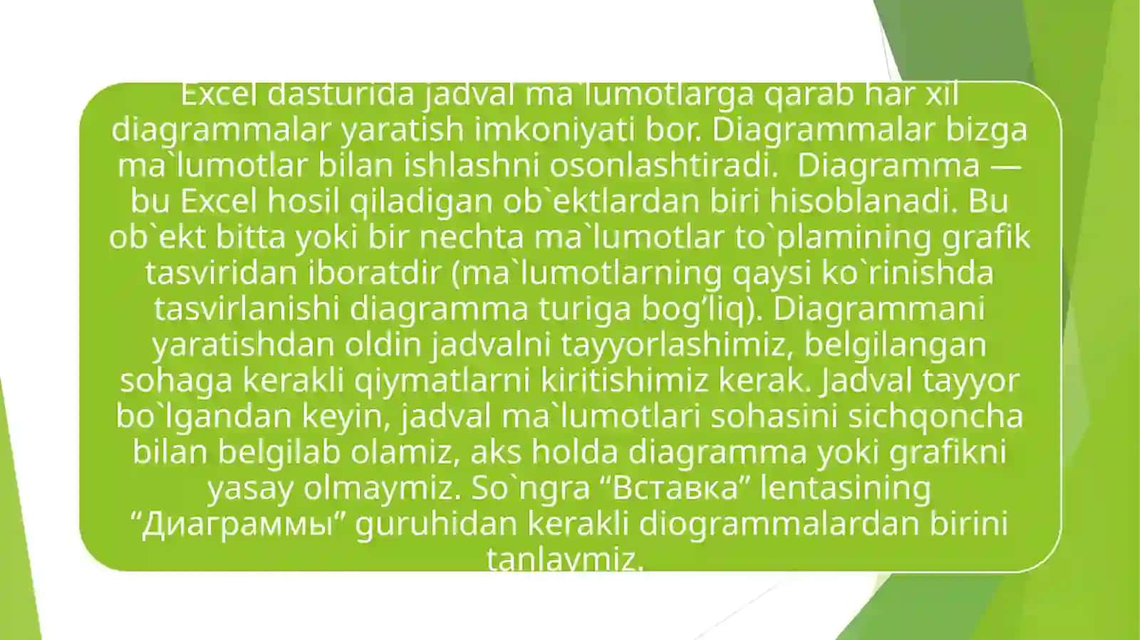 Exceldaturida diagrammalar bilan ishlash 3