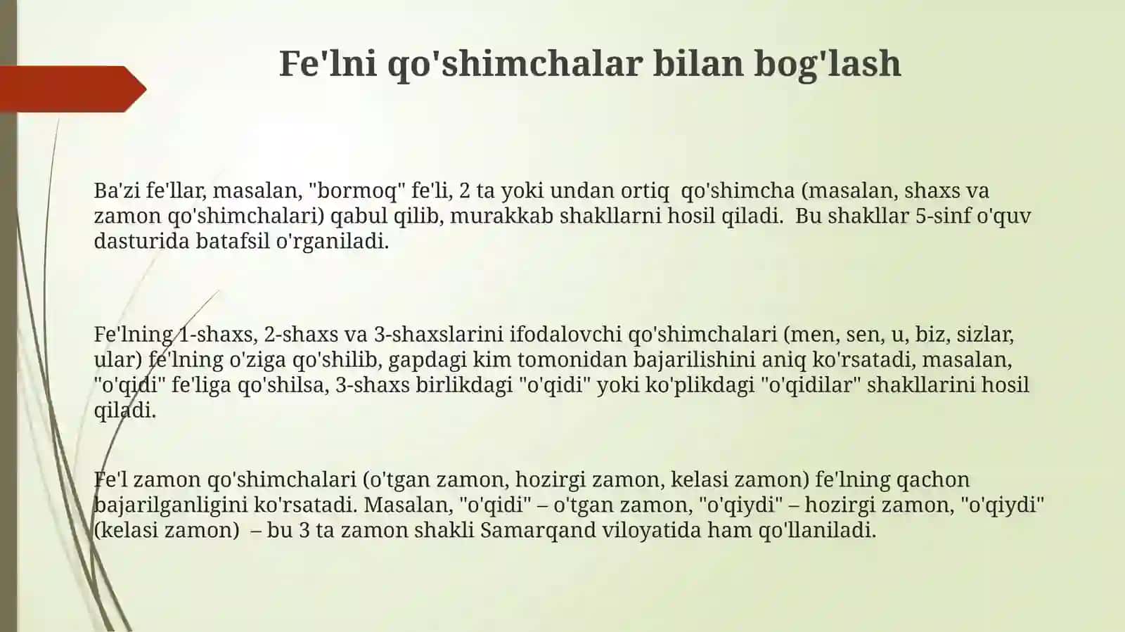 Feʼllarda shaxs son va zamon kategoriyalari 3