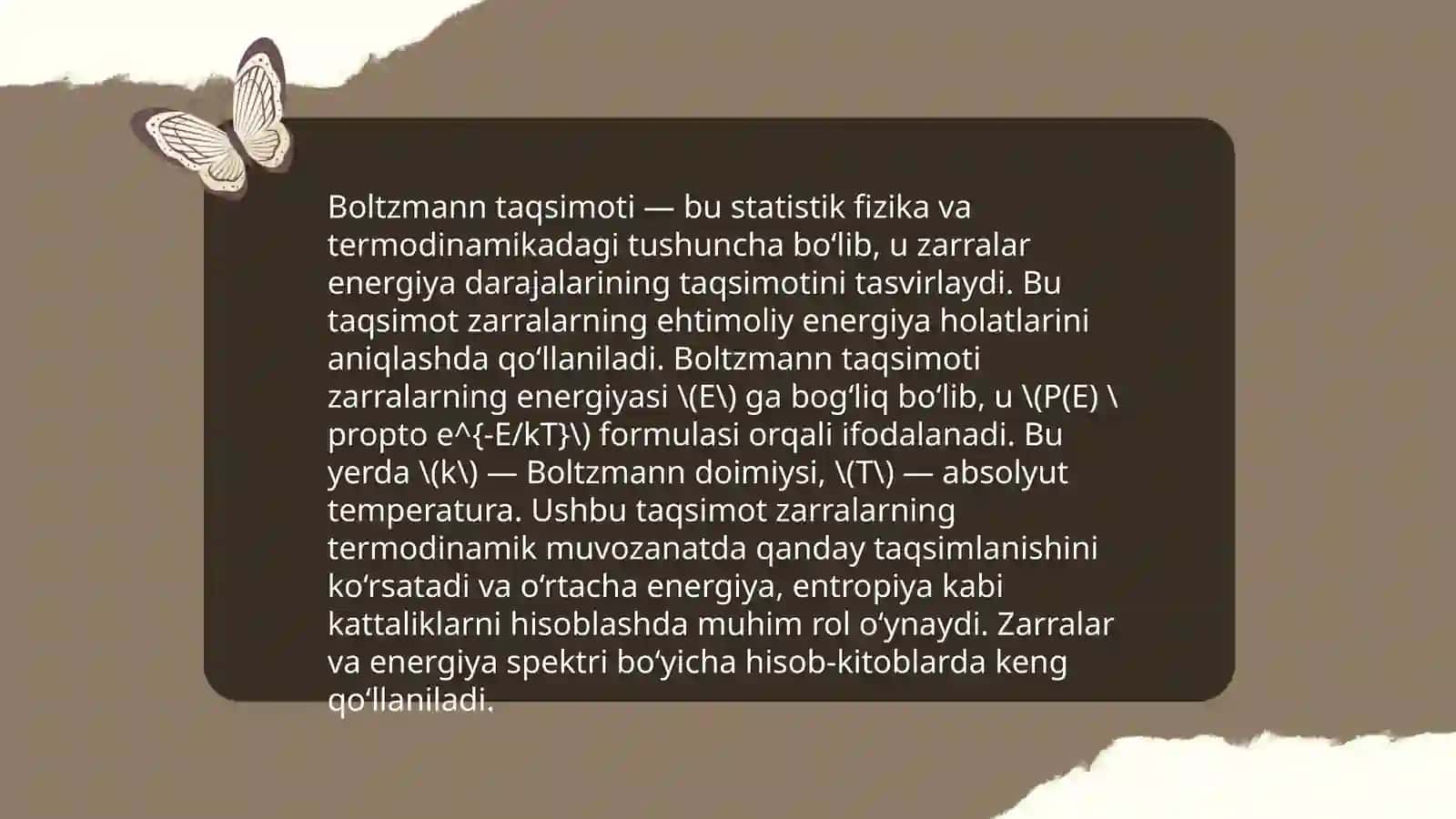 Boltzmann taqsimoti 3