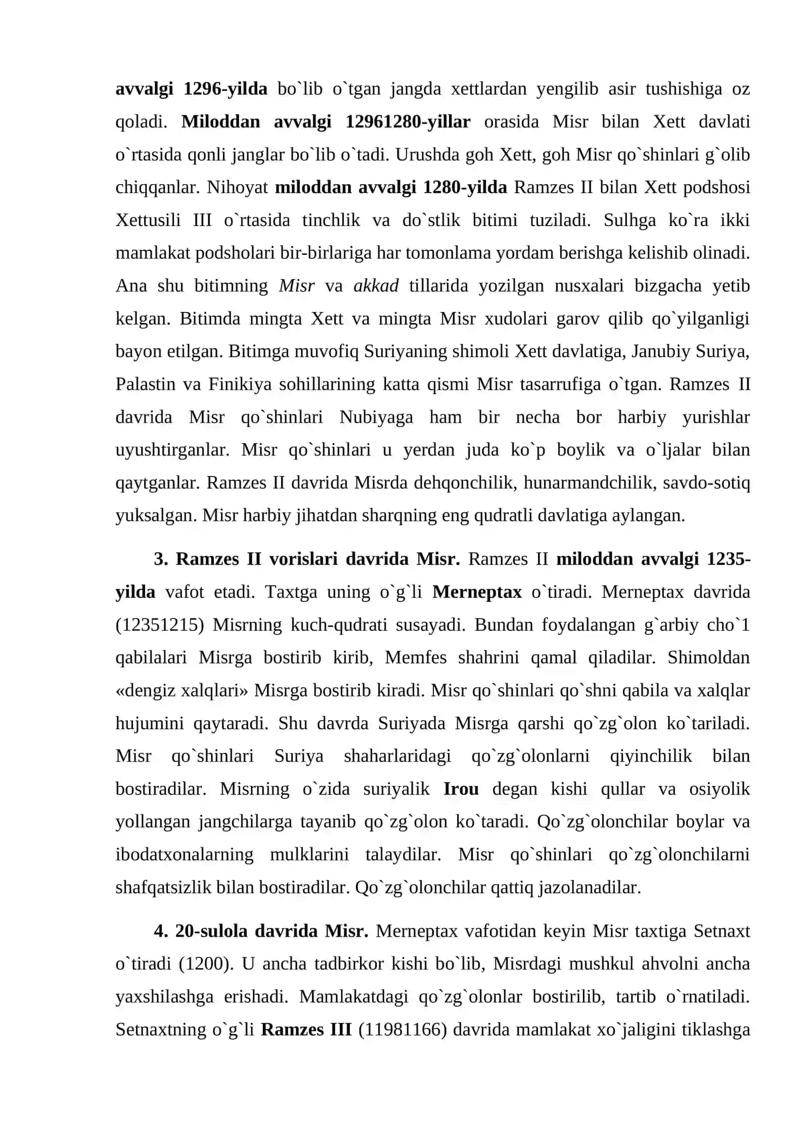 19–20- sulolalar davrida Misr podsholigi 3