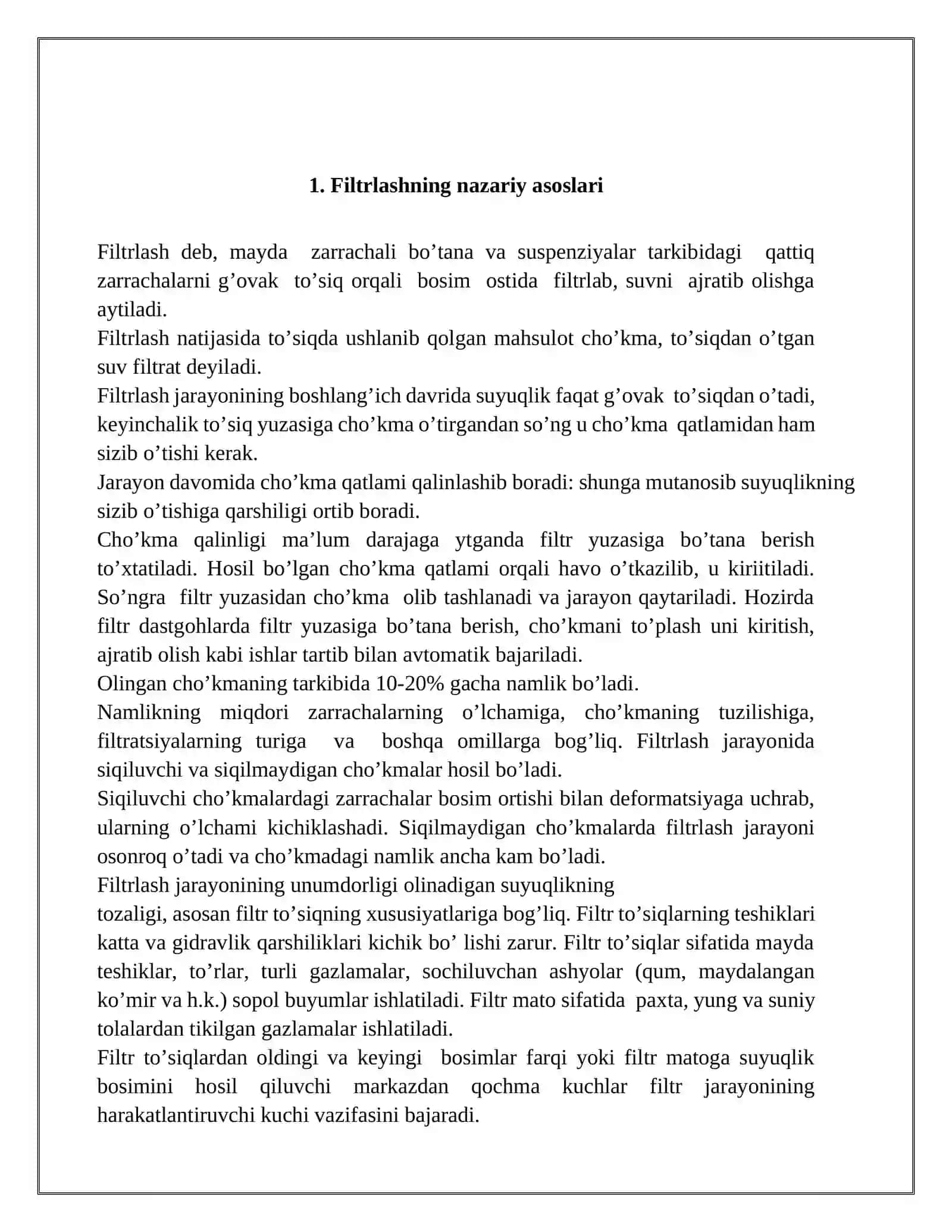 Filtrlash jarayoni filtrlash dastgohlari 3