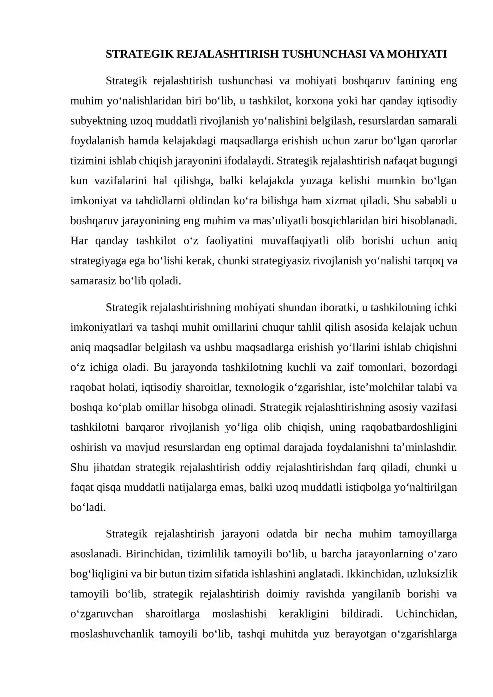 STRATEGIK REJALASHTIRISH JARAYONI VA AMALGA OSHIRISH BOSQICHLARI 3