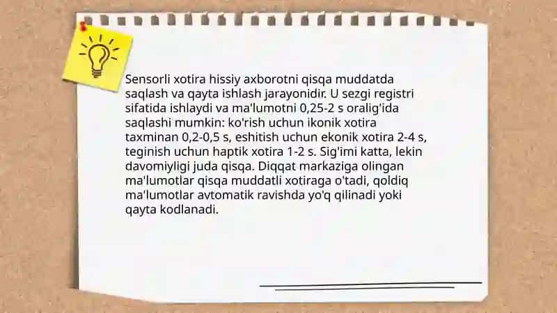 Sensorli xotira va uning jarayoni 3