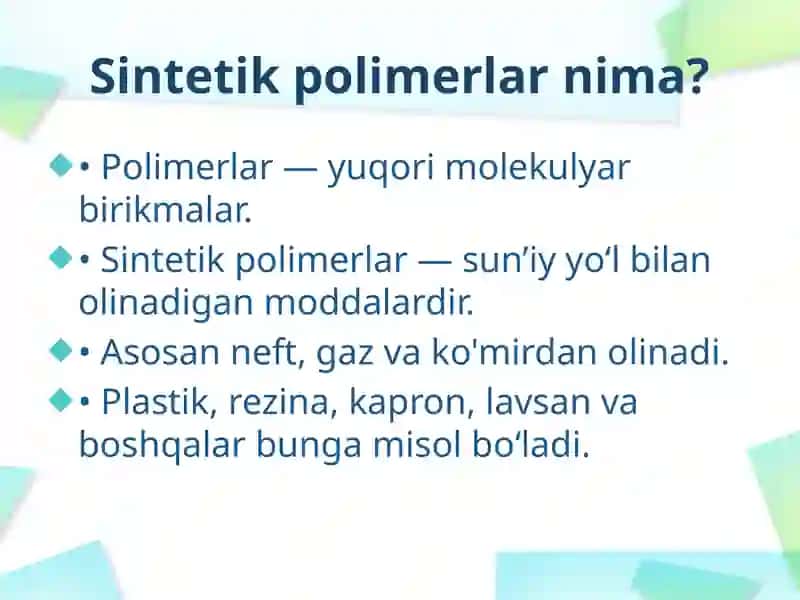 Sintetik polimerlar 3