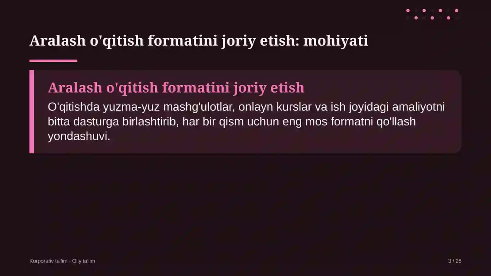 Sutchilik fermalarida aralash o'qitish formatini joriy etish 3