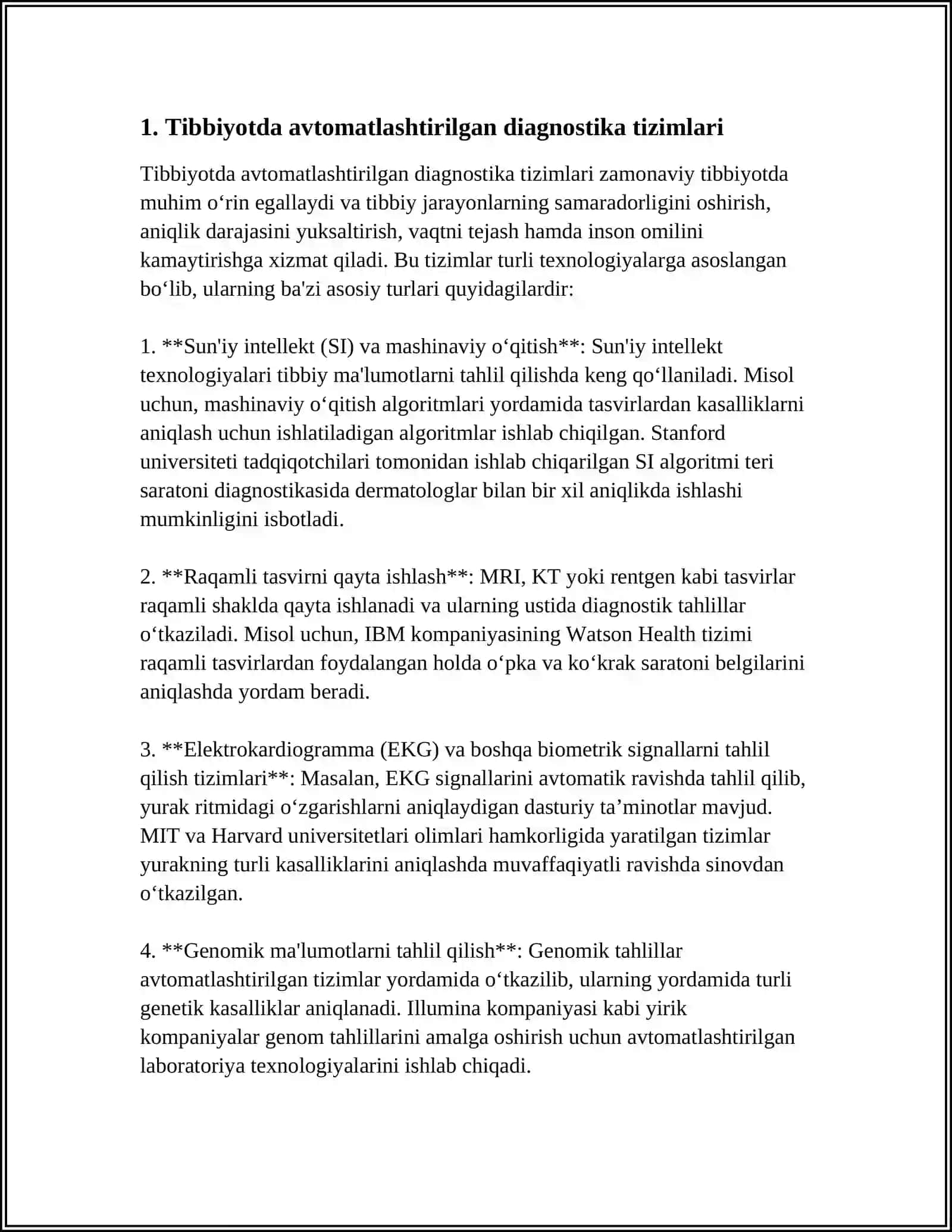 TIBBIYOTDA ISHCHI O'RINLARINI AVTOMATLASHTIRISH VA TIBBIY MASALALARNI YECHISHDA AXBOROT TEXNOLOGIYALARI 3