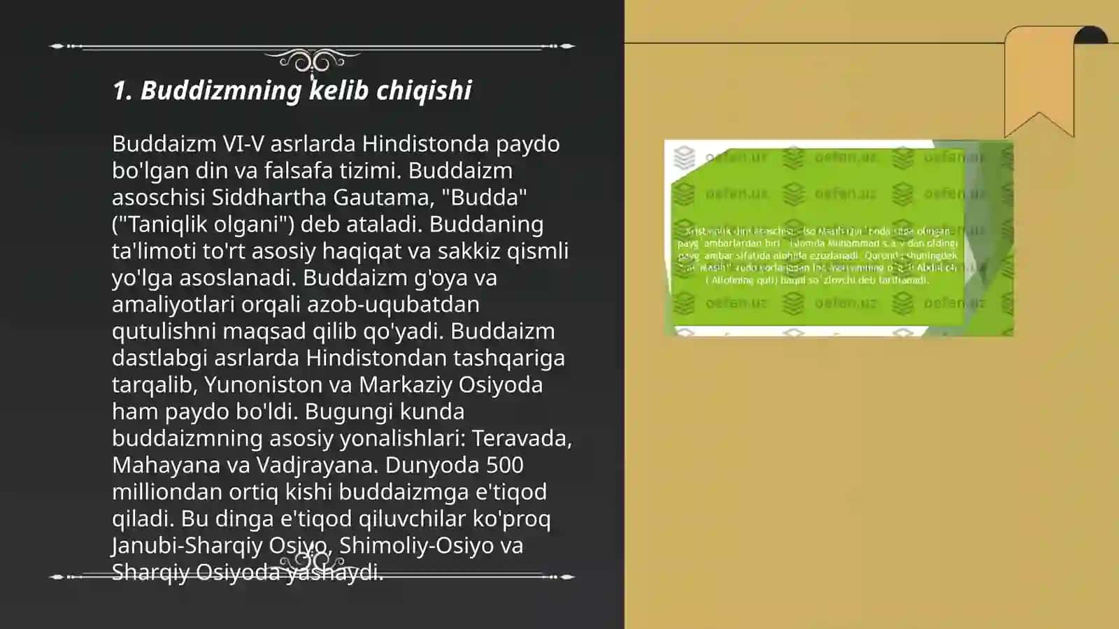 Buddizm dini tarixi va asosiy gʻoyalari 3