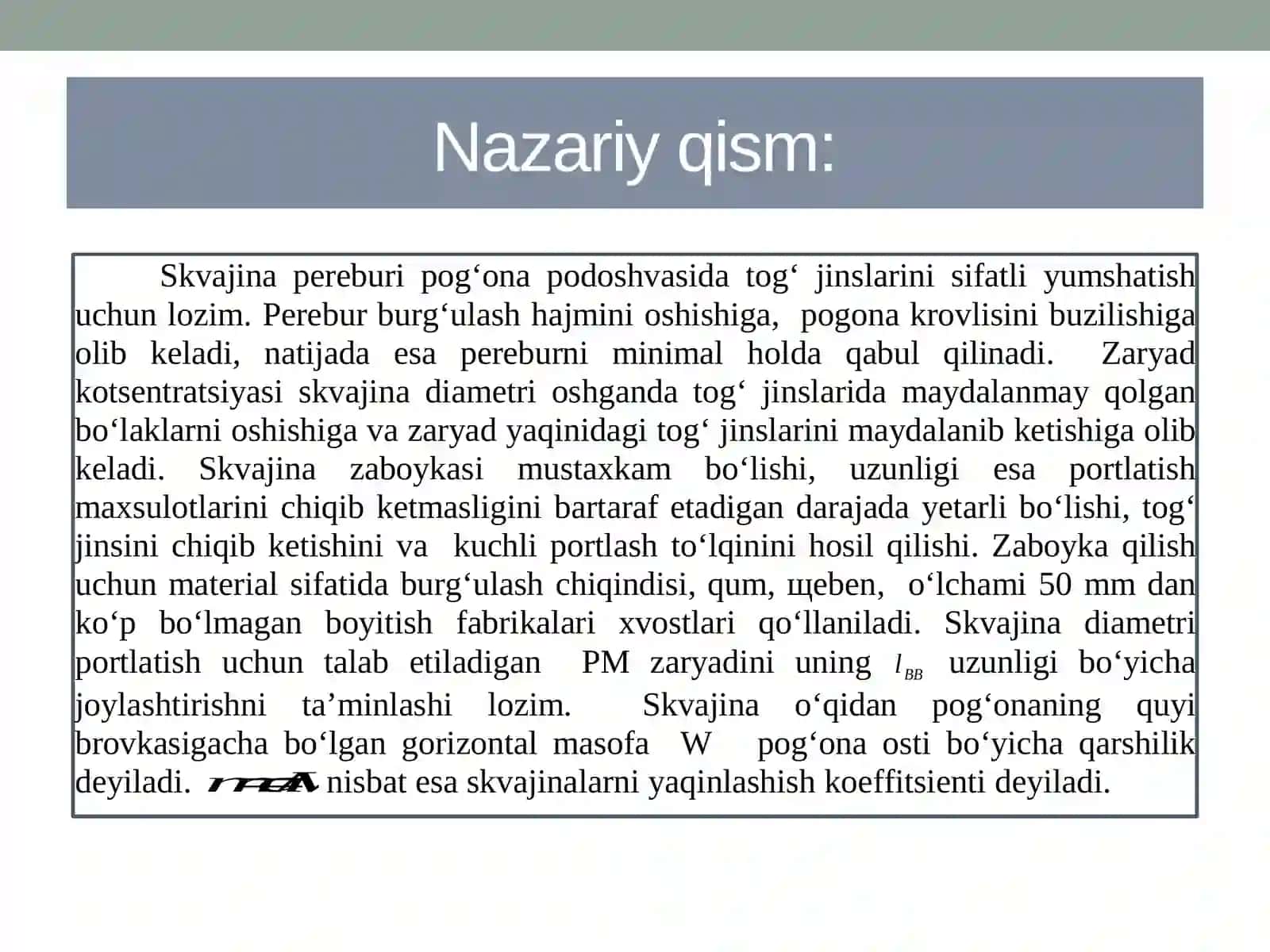 Skvajinalizar yadni hisoblash 3