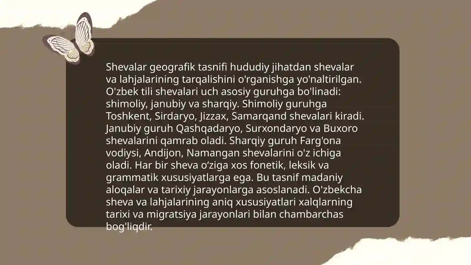 Oʻzbek shevalarining sohalar boʻyicha guruhlanishi 4