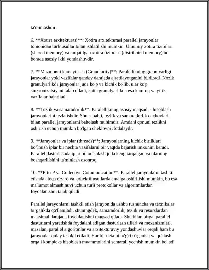 PARALLEL JARAYONLARNI TASHKIL ETISH 4
