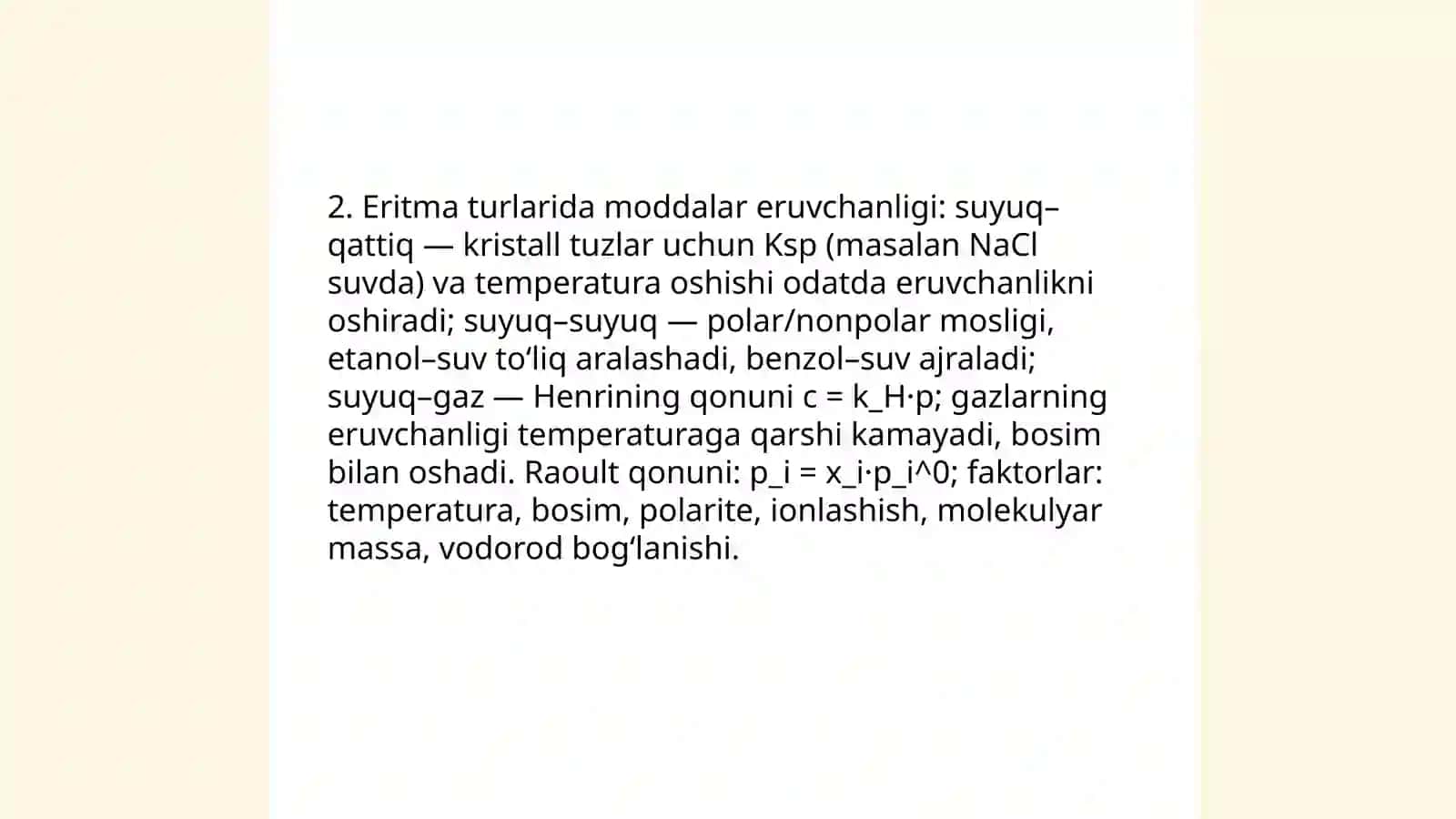 Eritmalar moddalar eruvchanligi 4