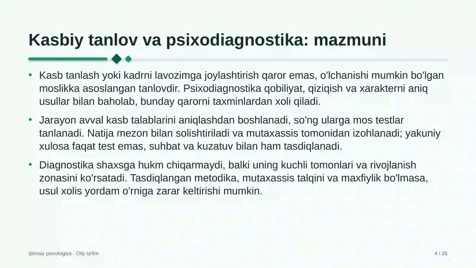 Avtomobil bozorlarida kasbiy tanlov va psixodiagnostika 4