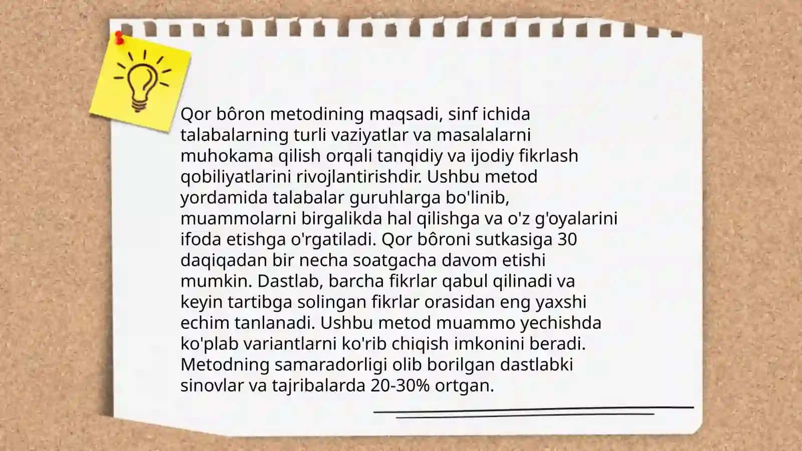 Qor bôron va Aylana stol metodi 4