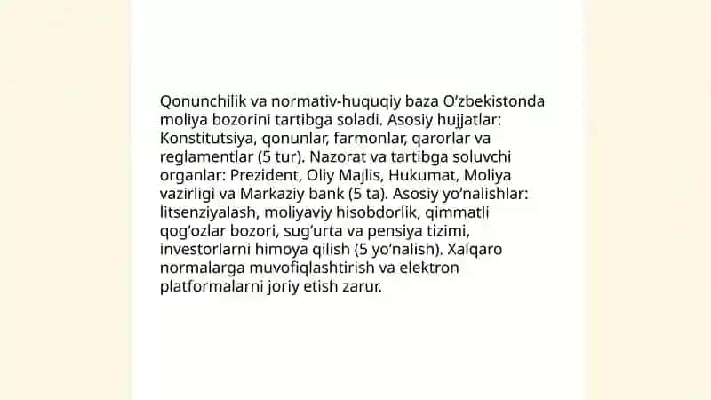 Oʻzbekistonda moliya bozoring shakllanishi 4