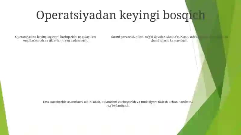 Xirurgik Bemorlarni Davolash Bosqichlari 4