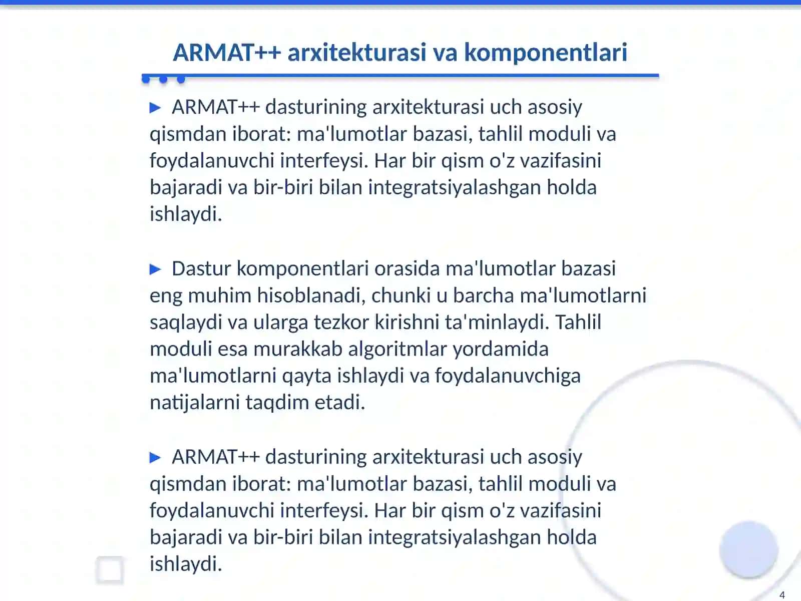 ARMAT++ dasturi va uning elementlari 4