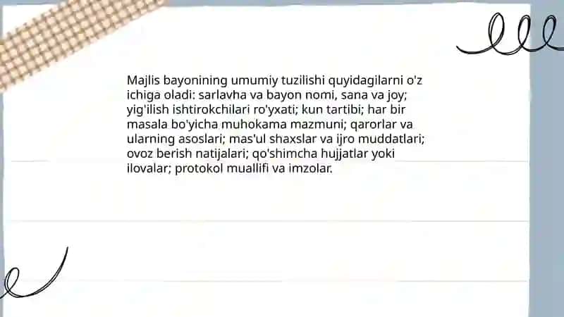 Majlis bayoni va bayonidan ko'chirmaning tuzilishi 4