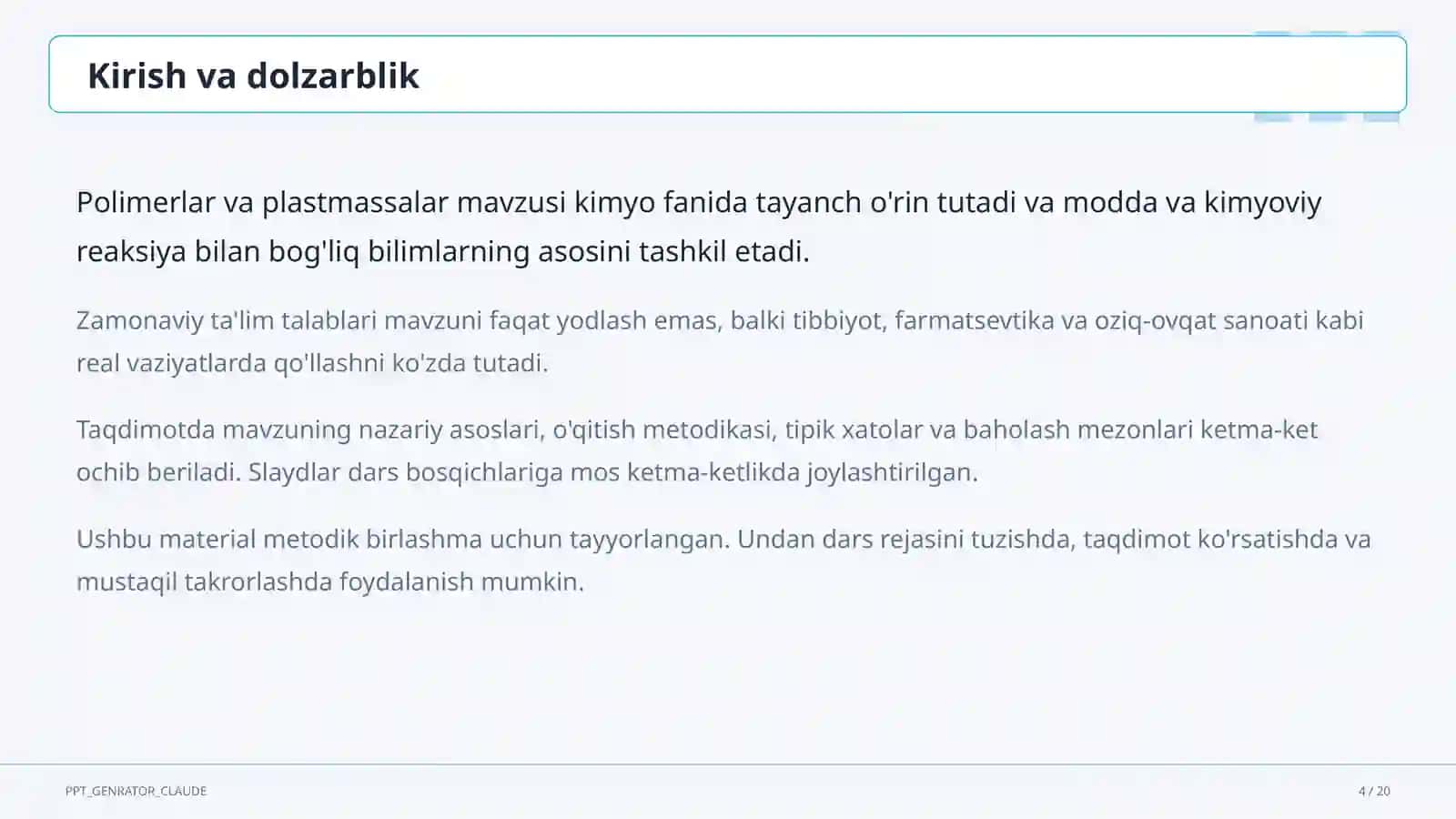 Polimerlar va plastmassalar (11-sinf) 4