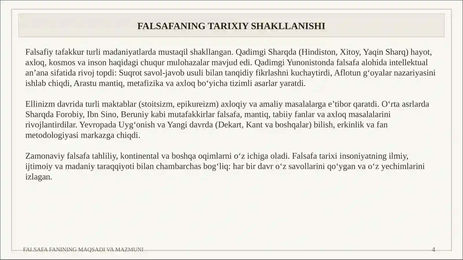 FALSAFA FANINING MAQSADI VA MAZMUNI 4