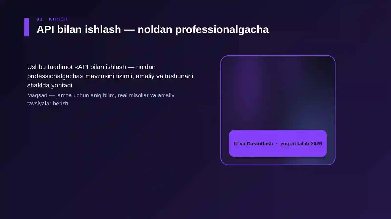 API bilan ishlash — noldan professionalgacha 4