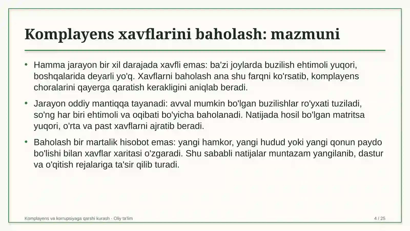 Boshlang'ich ta'limda komplayens xavflarini baholash 4