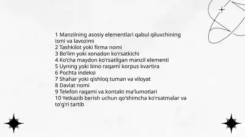 Manzil yozish qoidalari 4