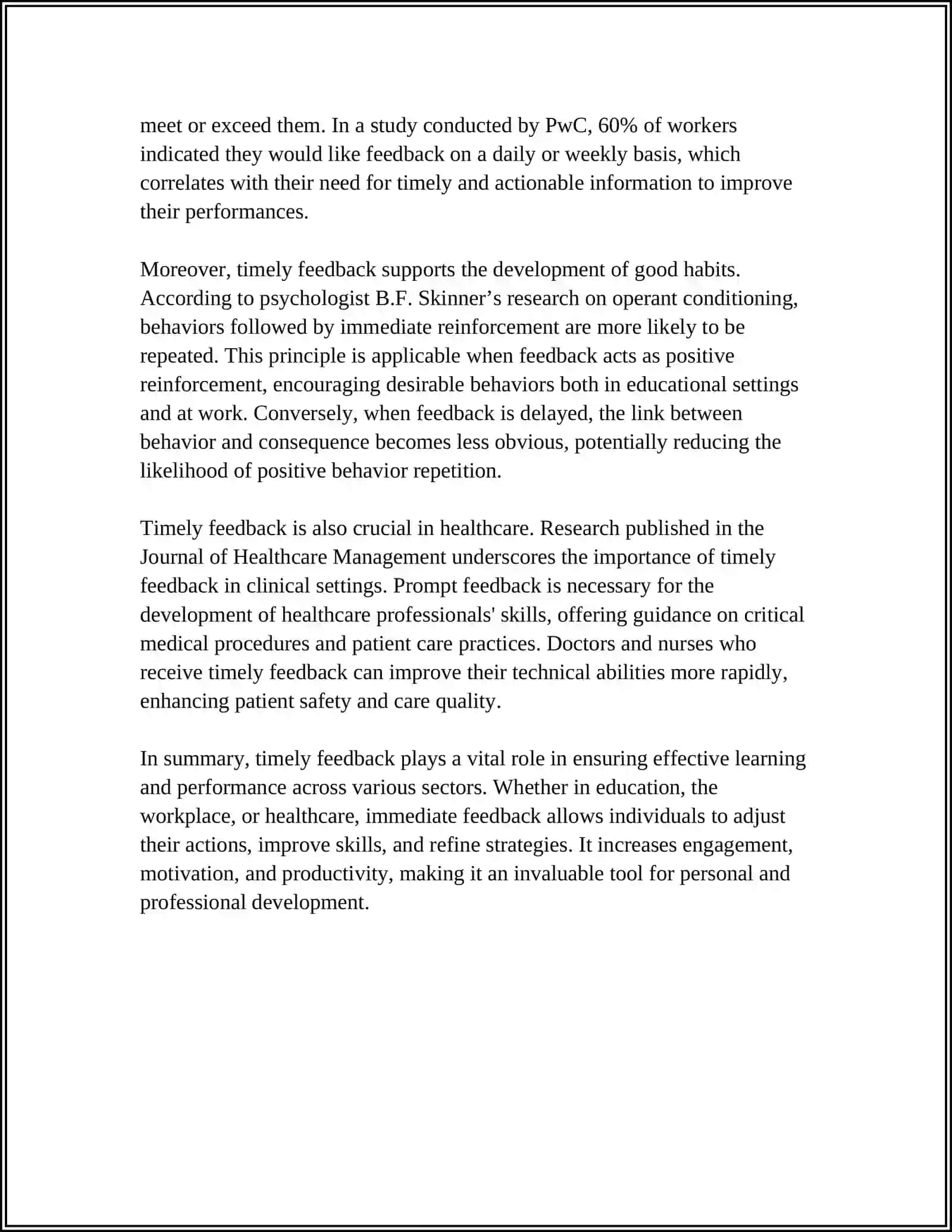 FEEDBACK REPORT TASK: HOW TO PROVIDE FEEDBACK FOR A LESSON 4