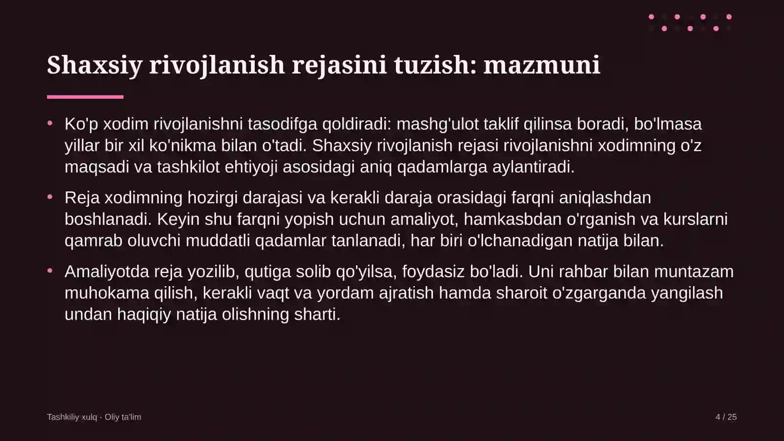 Ma'lumotlar markazlarida shaxsiy rivojlanish rejasini tuzish 4