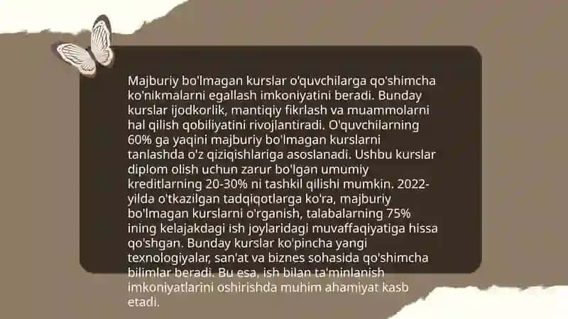 Chet tili o'qitishda majburiy va majburiy bo'lmagan kurs jarayonini tashkil etish va amalga oshirish 4