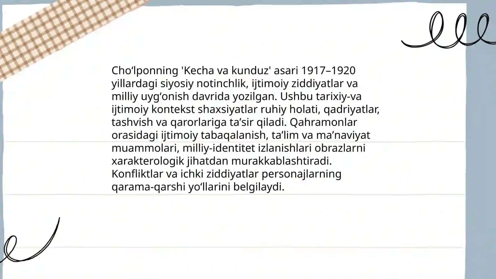 Cho'lponning "Kecha va kunduz" videodars 4