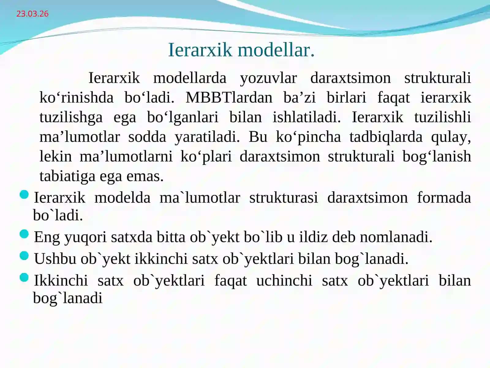 Ma’lumot modeli 4