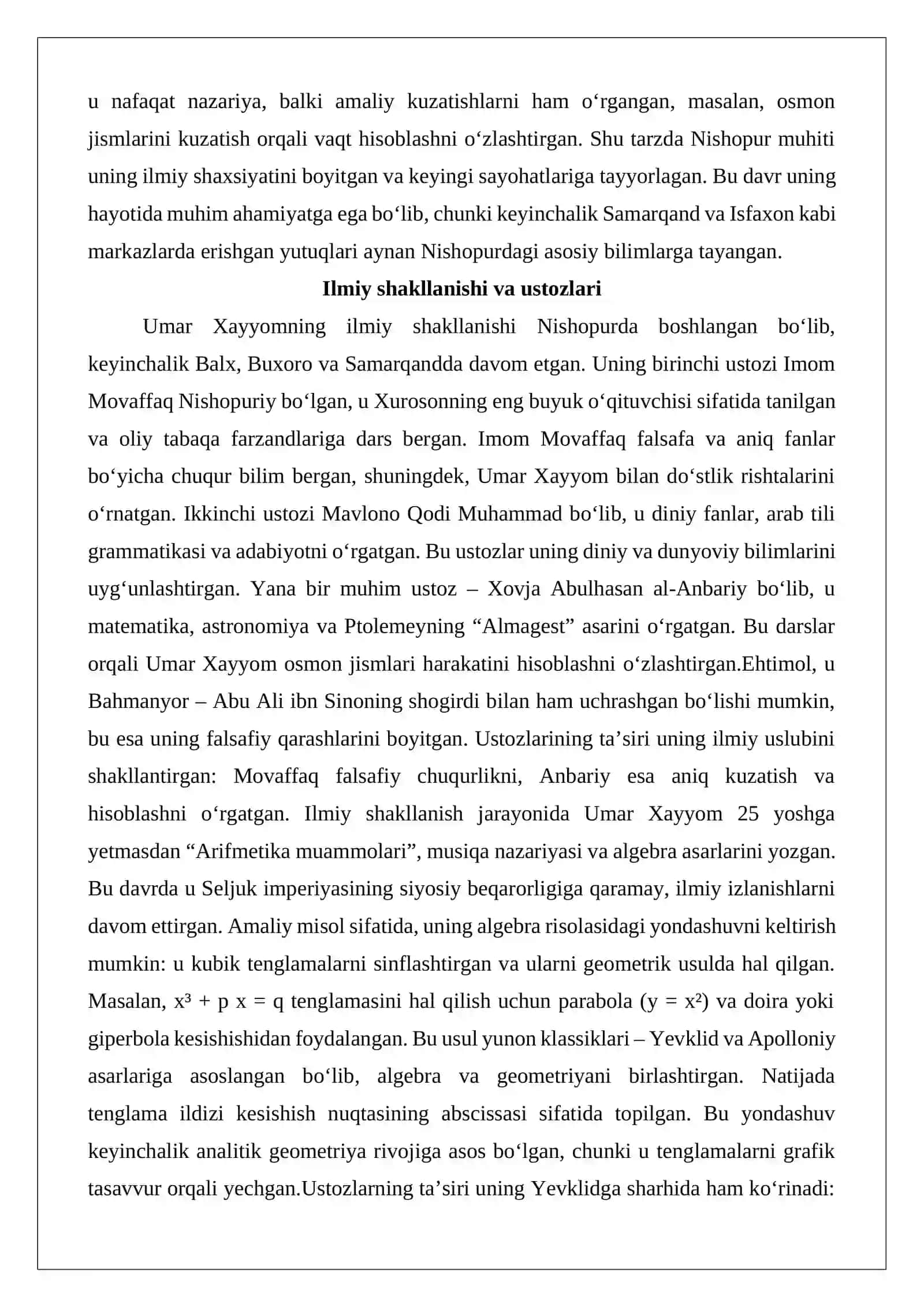 Umar Hayyomning ilmiy va adabiy merosi 4